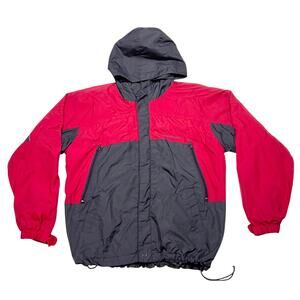 Vintage Anchor Blue Jacket Boys Large Nylon Black Red Windbreaker Hoodie Zip